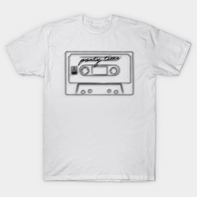 "Party Time"  Minimalist Casette Drawing T-Shirt by Raimondi